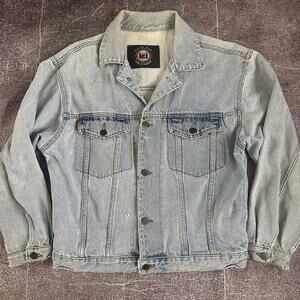 Men's Vintage 90's LEI USA Light Blue Button Up Denim Trucker Jean Jacket Sz S